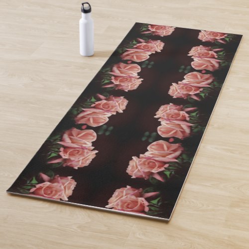 Peach Rose Trio Abstract Floral Vintage Yoga Mat