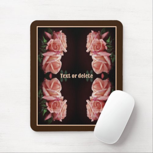 Peach Rose Trio Floral Vintage Personalized Mouse Pad