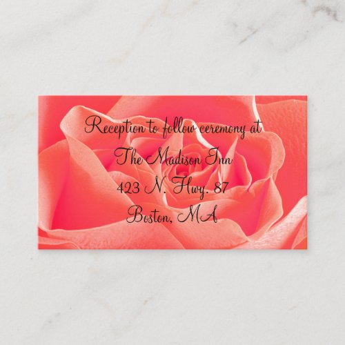 Peach Rose Wedding enclosure cards Business Cards