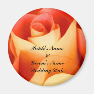Peach Rose Wedding Favor Magnet Template
