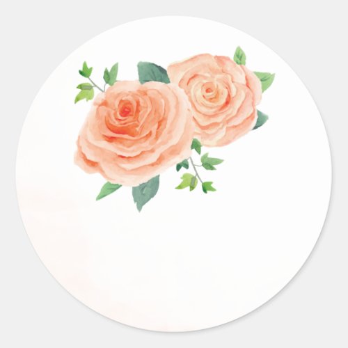 Peach Rose Wedding Favor Stickers