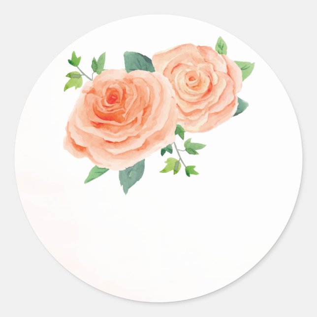 Peach Rose Wedding Favor Stickers (Front)