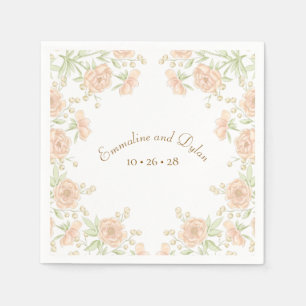 Peach Rose Wedding Napkins