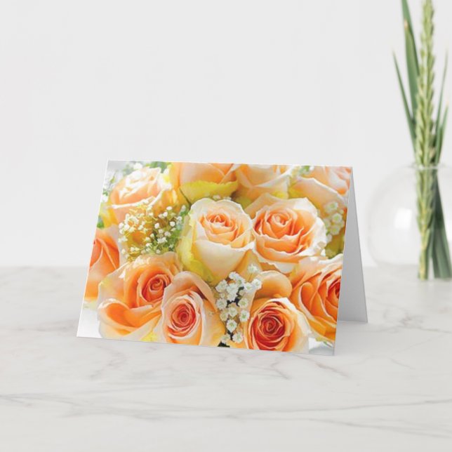 Peach Rose Wedding Note Cards (Front)