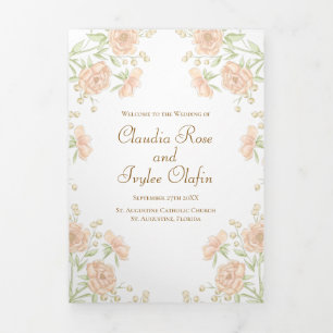 Peach Rose Wedding Programs