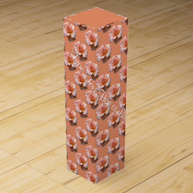 Peach Rose Wine Box Personalized Wild Rose Box (Front)