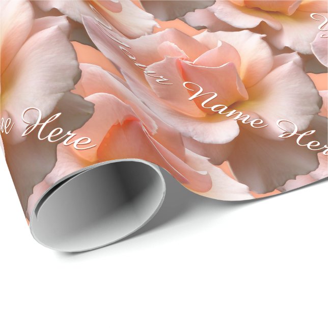Peach Rose Wrapping Paper Personalized Rose Paper (Roll Corner)