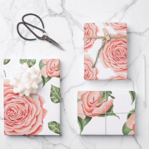 Peach Rose Wrapping Paper Sheets
