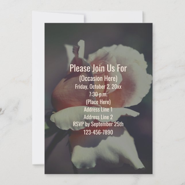 Peach Rosebud Floral Invitation (Front)