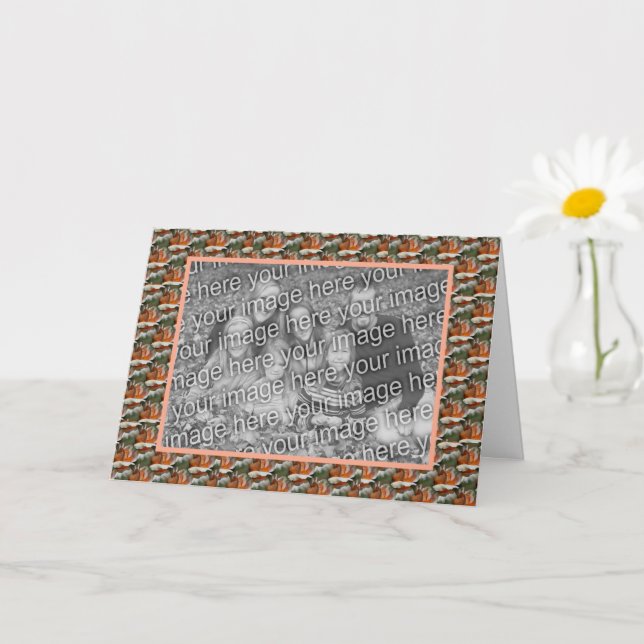 Peach Rosebud Floral Personalized Photo  Card (Small Plant)