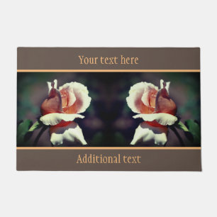 Peach Rosebud Flower Close Up Personalized Doormat