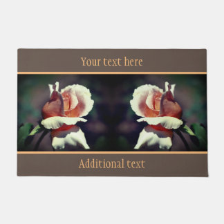 Peach Rosebud Flower Close Up Personalized Doormat