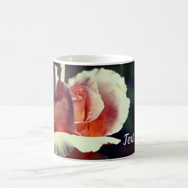 Peach Rosebud Flower Personalized Coffee Mug (Center)
