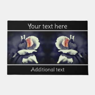 Peach Rosebud Partial Color Flower Personalized Doormat