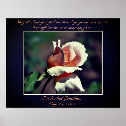 Peach Rosebud Personalized Wedding Gift  Poster