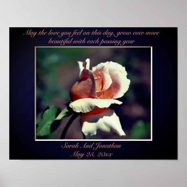 Peach Rosebud Personalized Wedding Gift  Poster (Front)