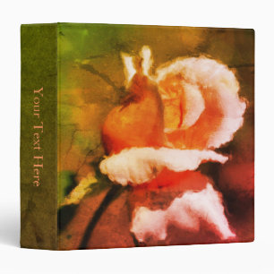 Peach Rosebud Vintage Floral Art Personalized 3 Ring Binder