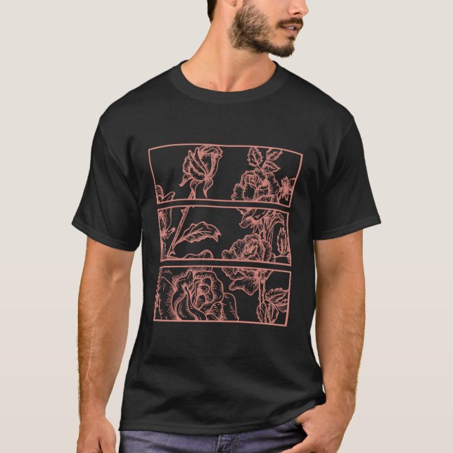 Peach Roses Aesthetic Soft Grunge Pastel Goth Punk T-Shirt (Front)