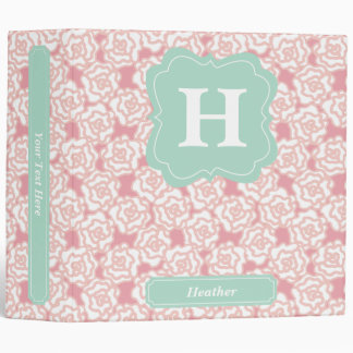 Peach Roses and Mint Monogram Binder