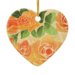 Peach Roses Custom Heart Keepsake Ceramic Ornament