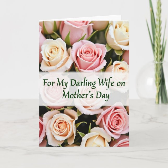 Peach Roses Darling Wife Card (Front)