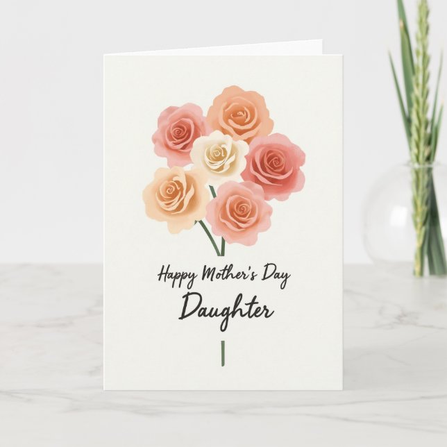 Peach Roses Daughter Gift Card (Front)