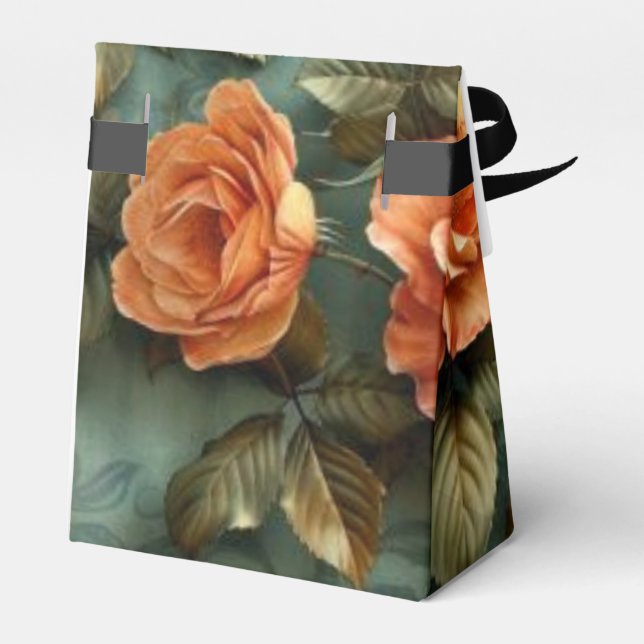 Peach Roses Favor Boxes (Back Side)
