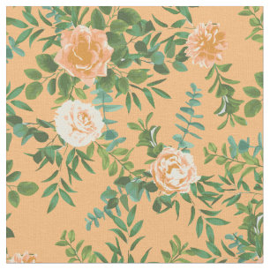 Peach Roses Floral Flowers Fabric