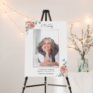 Peach Roses Funeral Memorial Photo Foam Board
