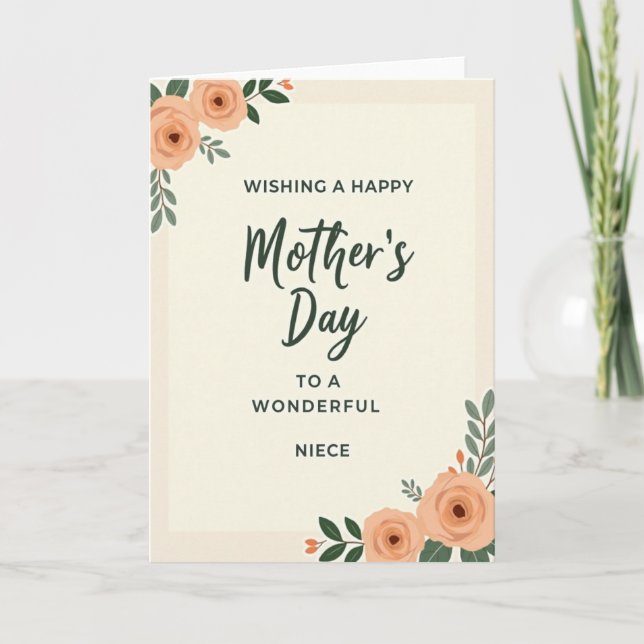 Peach Roses Happy Niece Card (Front)