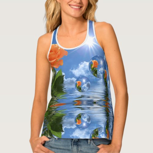 Peach Roses In Floating Bubbles Tank Top