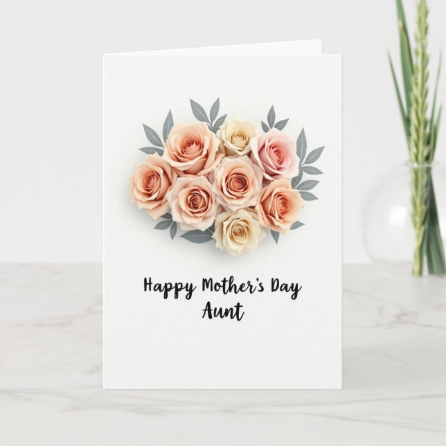 Peach Roses Mothers Card (Front)