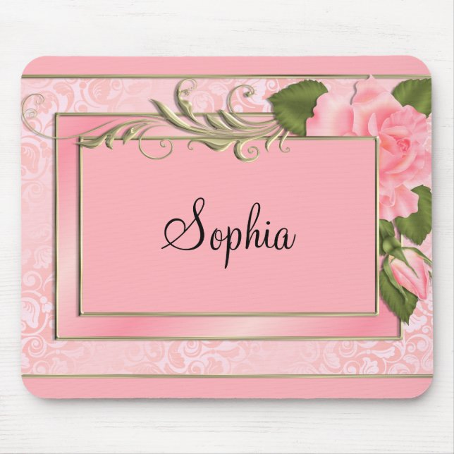 Peach Roses Mouse Pad (Front)