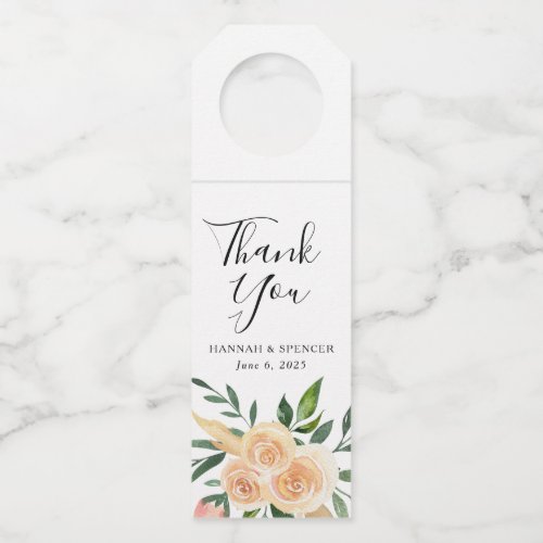 Peach Roses  Personalized Wedding Bottle Hanger Tag