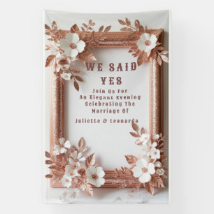 💍 Peach Roses Rose Gold Spring Wedding Decor 🌸 Banner