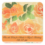 Peach Roses Save the Date Stickers