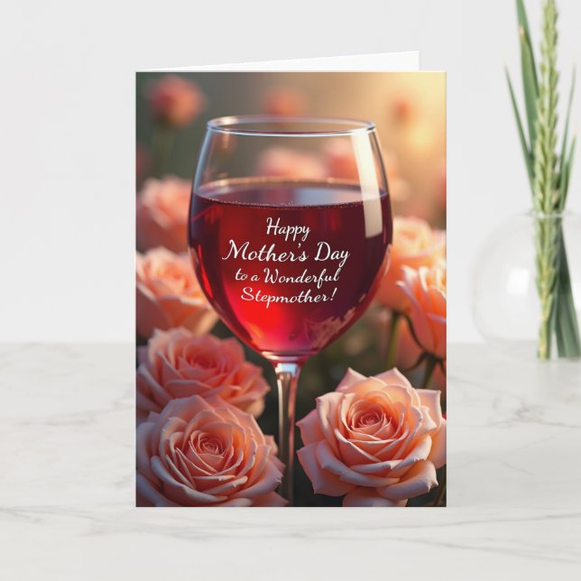 Peach Roses Stepmothers Day Card (Front)