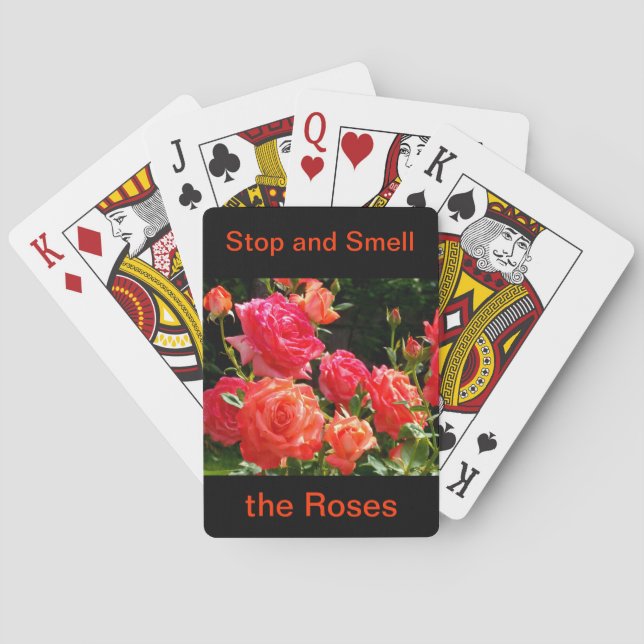 Peach Roses - stop and smell the roses Poker Cards (Back)