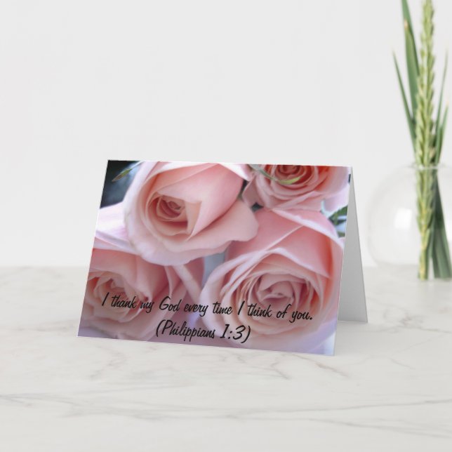 Peach roses thank you card (Front)