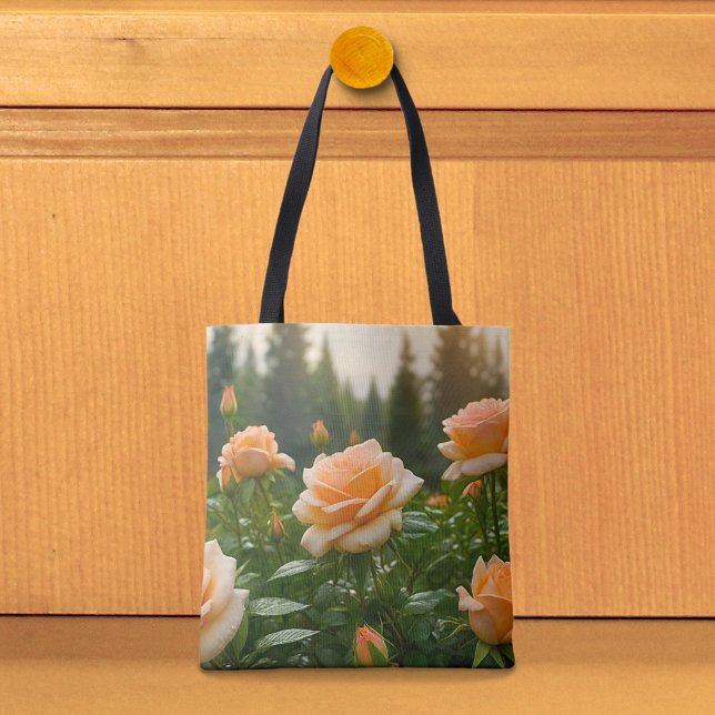 Peach Roses Tote Bag (Tote bag with peach roses)