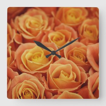 Peach Roses Wall Clock by GetArtFACTORY at Zazzle