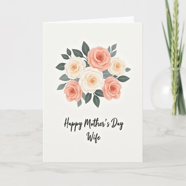 Peach Roses Wifes Day Card (Front)