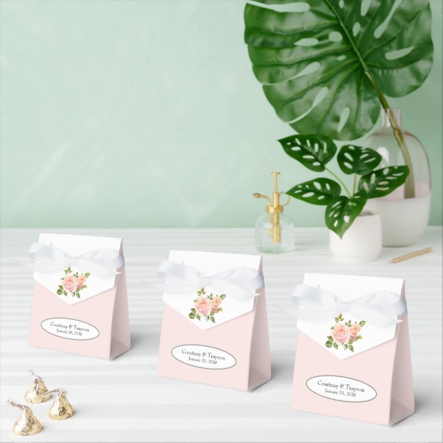 Peach Roses with White Favor Boxes (Multiple)
