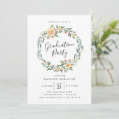Peach Roses Wreath | Graduation Party Invitation (Standing Front)
