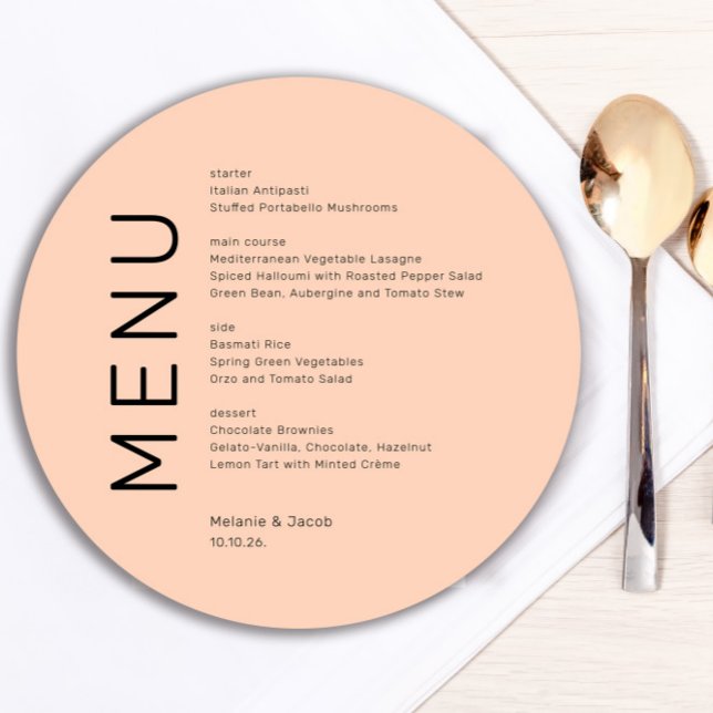 Peach Round Menu Card  (Creator Uploaded)