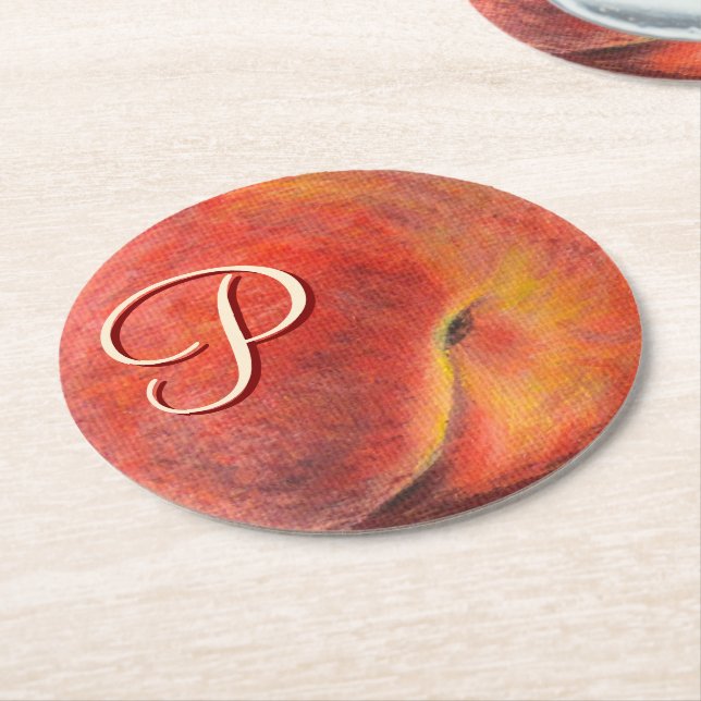 Peach Round Paper Coasters (Angled)