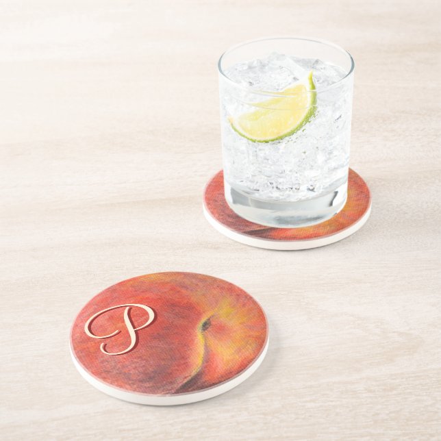 Peach Round Stone Coaster (Side)