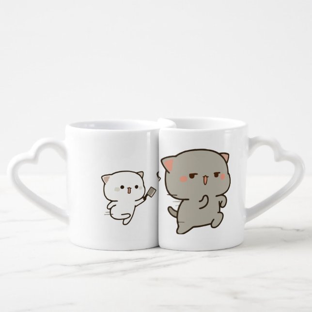 Peach Running with Goma Couples Mug (Front Nesting)