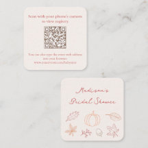 Peach Rust Fall Bridal Shower QR Code RSVP