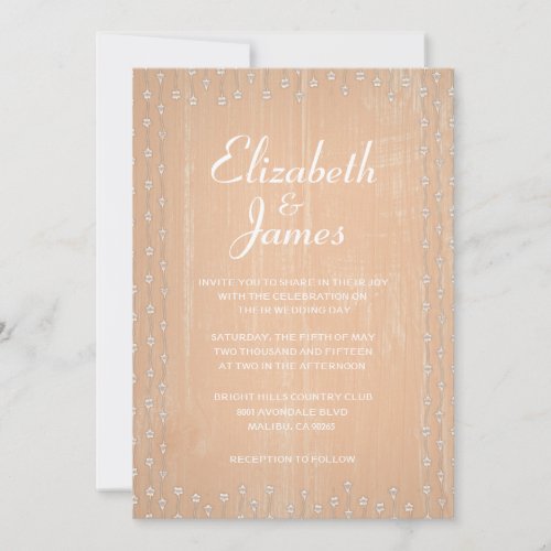 Peach Rustic Country Barn Wood Wedding Invitations